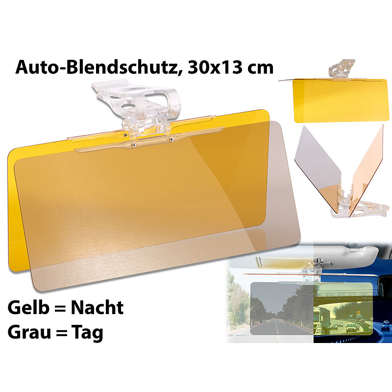 Tag- & Nacht-Blendschutz für die Auto-Sonnenblende, 30 x 13 cm