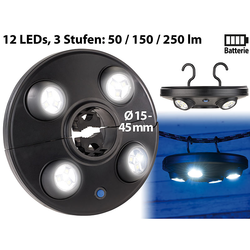LED-Schirmleuchte LSL-250 mit 4 dreh- und dimmbaren Spots, 250 Lumen
