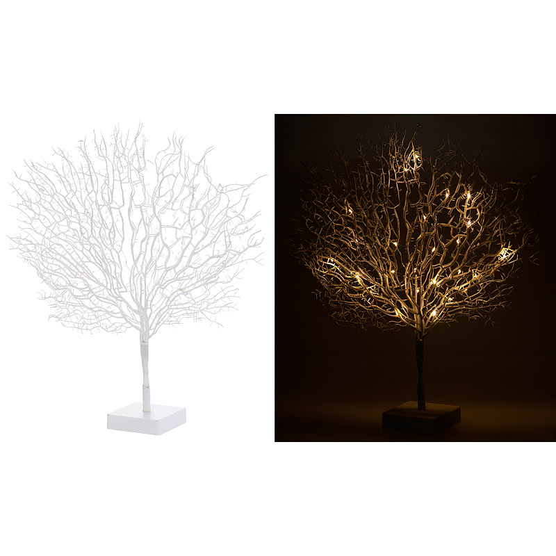 Moderner Lichterbaum mit 25 warmweißen LEDs, 50 cm, weiß