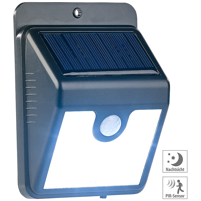 Solar-LED-Wandleuchte mit Bewegungssensor & Nachtlicht-Funktion, 50 lm