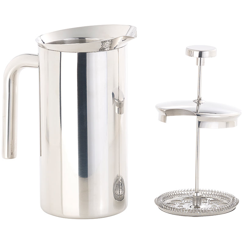 ThermoKaffeebereiter, FrenchPress, Edelstahl, doppelwandig, 1 Liter