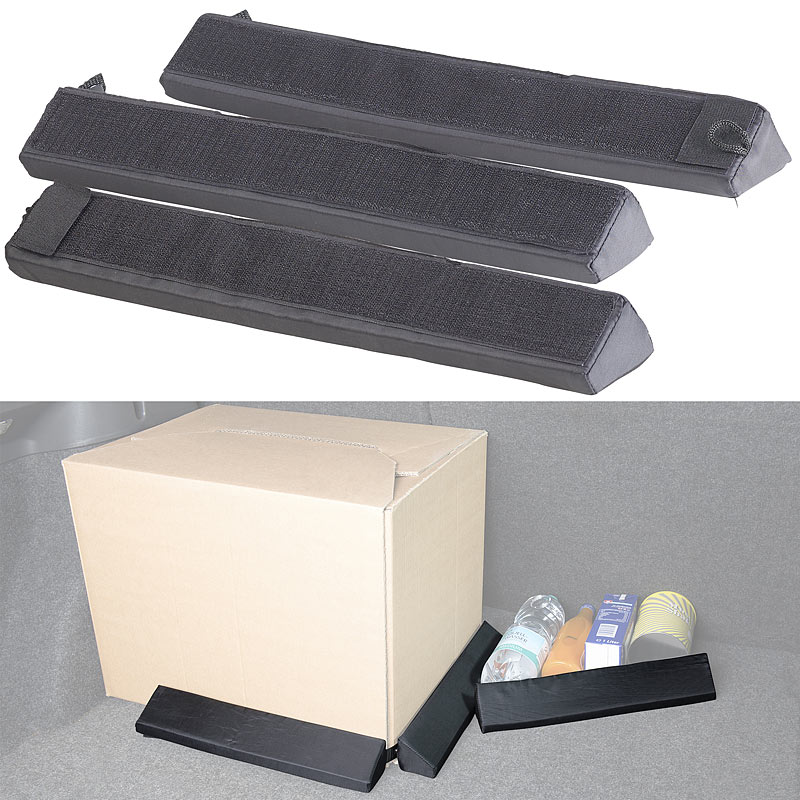 PEARL 2er Pack Kofferraum-Gepäckfixierung aus Schaumstoff/Nylon,3-teilig