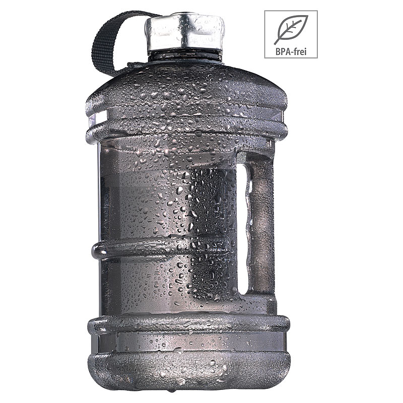 Auslaufsichere Trinkflasche mit Tragegriff, 2,3 l, BPA-frei, schwarz