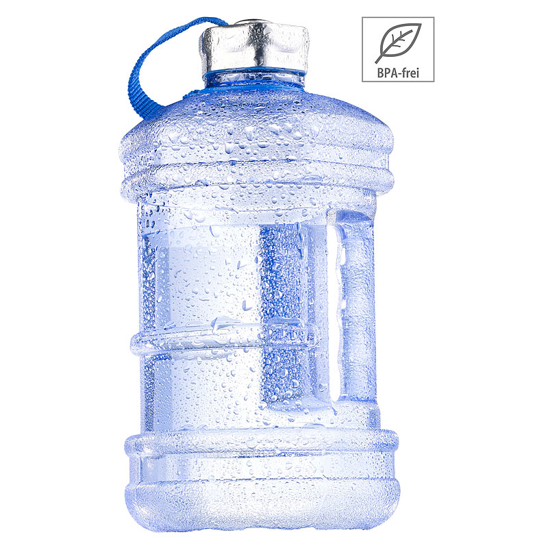 Auslaufsichere Trinkflasche mit Tragegriff, 2,3 l, BPA-frei, blau