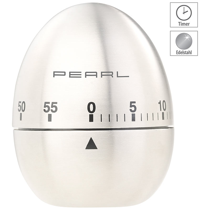 Kurzzeitmesser, Eieruhr aus Edelstahl, 60-Minuten-Timer und Signalton