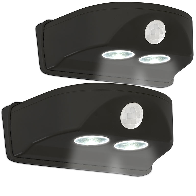 2er-Set LED-Türleuchten, Bewegungs-/Lichtsensor, 0,4 W, 50 lm, schwarz