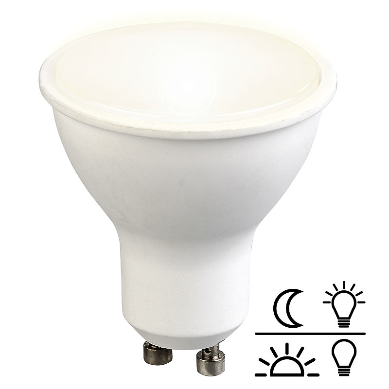 LED-Spot GU10 mit Lichtsensor, warmweiß 3000 K, 5 Watt, 300 Lumen