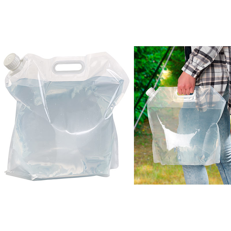 Flach faltbarer Wasserkanister mit Tragegriff, 10 Liter, BPA-frei