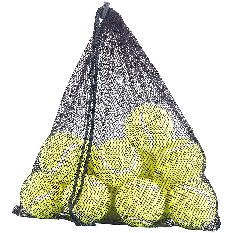 12er-Set Tennisbälle für Fortgeschrittene, 65 mm Ø, gelb, Tragenetz