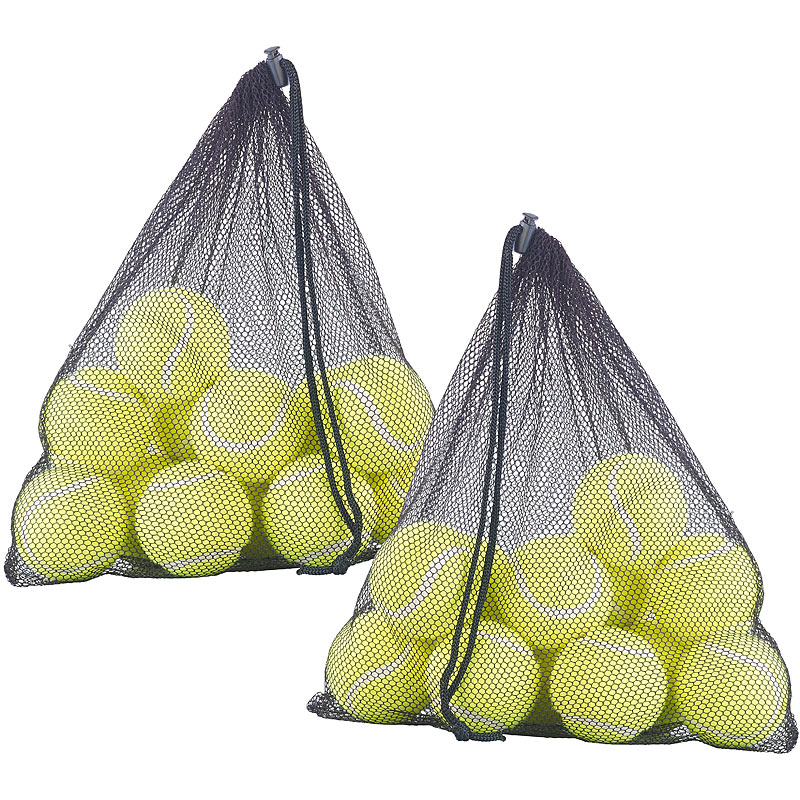 24er-Set Tennisbälle, 65 mm für Fortgeschrittene, gelb, mit Tragenetz
