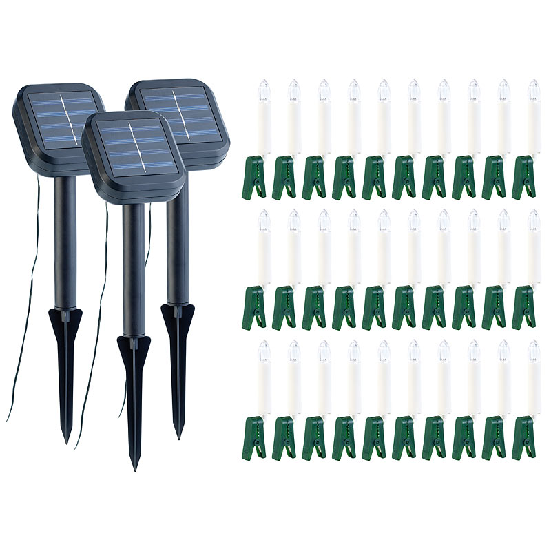 Solar-Lichterkette für Außen mit 10 flackernden LED-Kerzen, 3er-Set