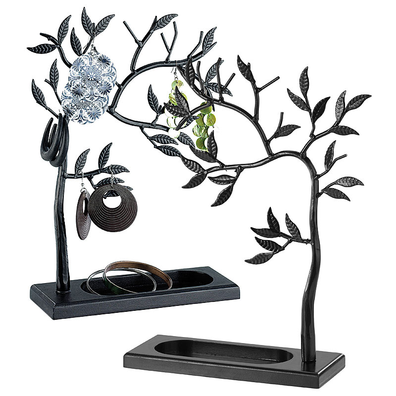 Dekorativer Schmuckbaum schwarz aus Vollmetall, Höhe 30cm, 2er-Set