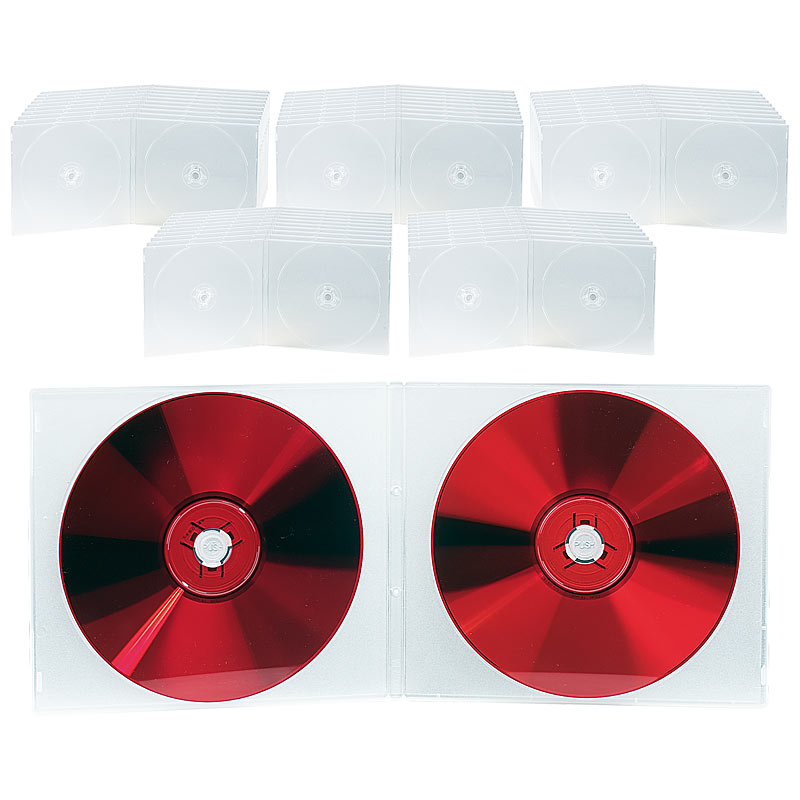 Doppel CD Slim Soft Boxen im 50er-Set, 7 mm, transparent