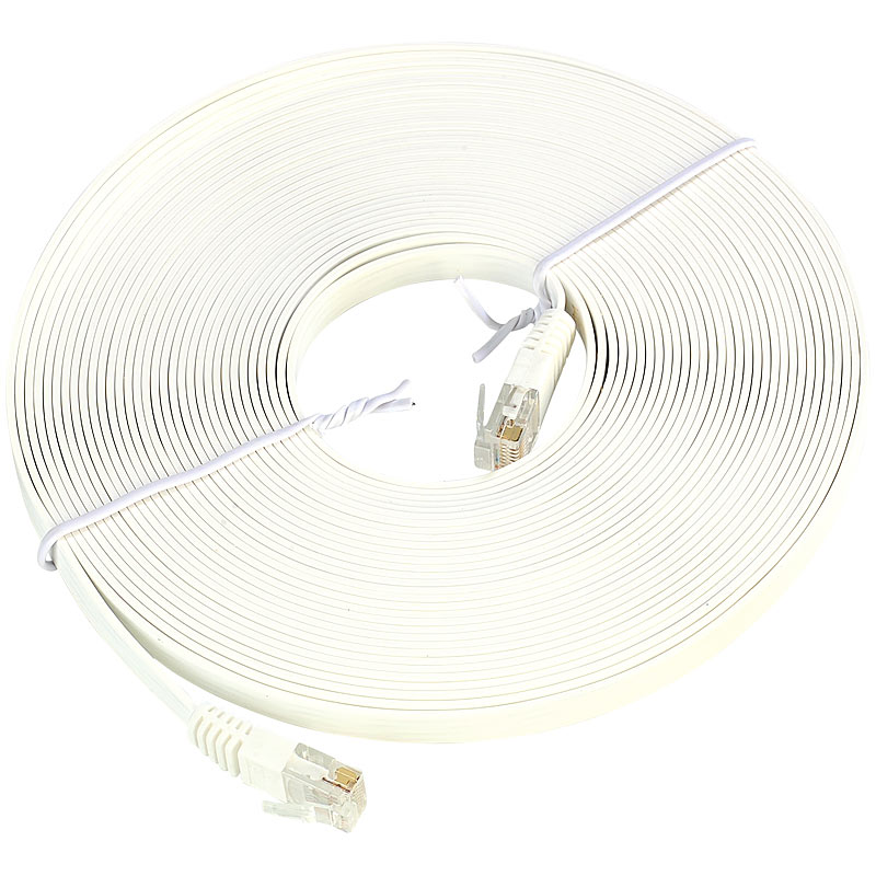 Netzwerk-Kabel Cat5e flach, weiß, 10m