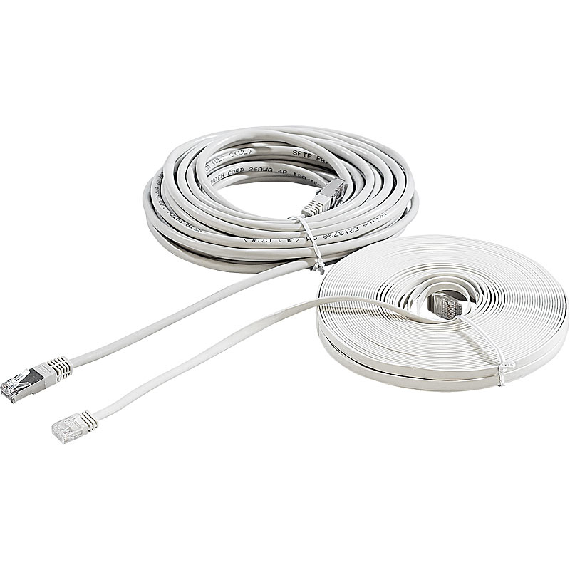 Netzwerk-Kabel Cat5e flach, weiß, 20m