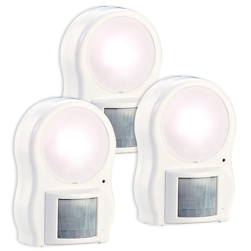 3er-Set LED-Leuchten mit Bewegungs- & Dämmerungsensor, Batteriebetrieb