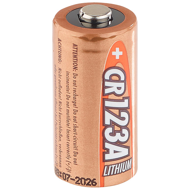 Foto-Lithium-Batterie Typ CR123A, 3 V, für Kleinbild- und SLR-Kameras