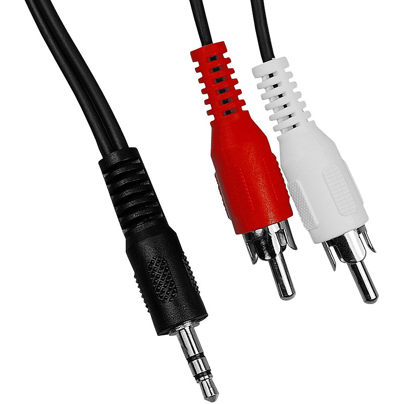 Stereo-Audio-Kabel, 2x Cinch-Stecker auf 3,5-mm-Klinken-Stecker, 5 m