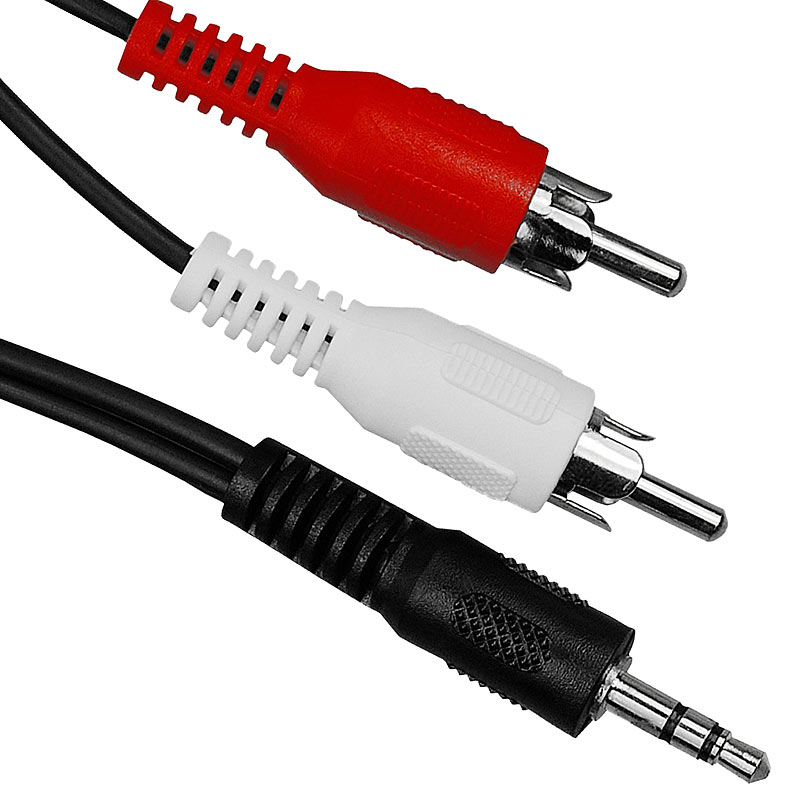 Audio-Kabel, 2x Cinch Stecker auf 3,5mm Stereo Klinke Stecker, 1,5m