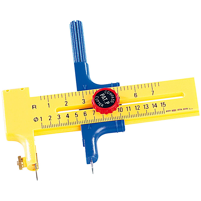 2in1-Rundschneider und Zirkel mit Ersatzklingen & -minen, bis 15 cm