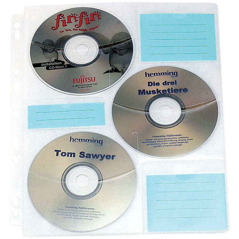 CD/DVD Ringbucheinlagen 2 x 3 für 60 CD/DVD