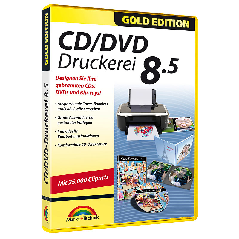 CD/DVD Druckerei 8.5 Gold Edition, für Windows Vista/7/8/8.1/10