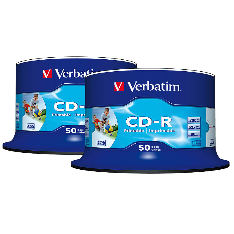 CD-R 700MB Super AZO WIDE-Printable, 2x50er-Spindel