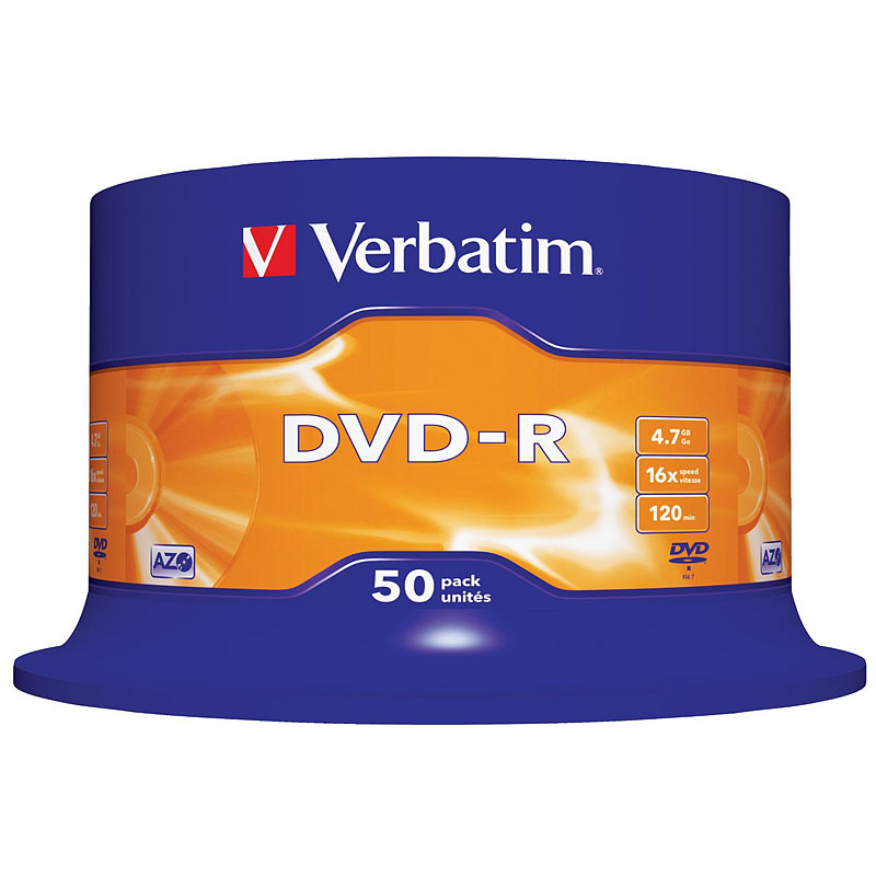 DVD-R Rohlinge 16x AZO-Beschichtung, 50er-Spindel