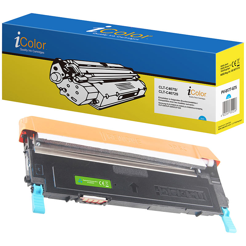 Toner für Samsung CLT-K4072C, cyan, für z.B.: SAMSUNG CLP 325