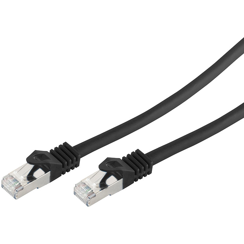 Netzwerkkabel Cat 7, RJ45 Stecker auf Stecker, 10 m, schwarz