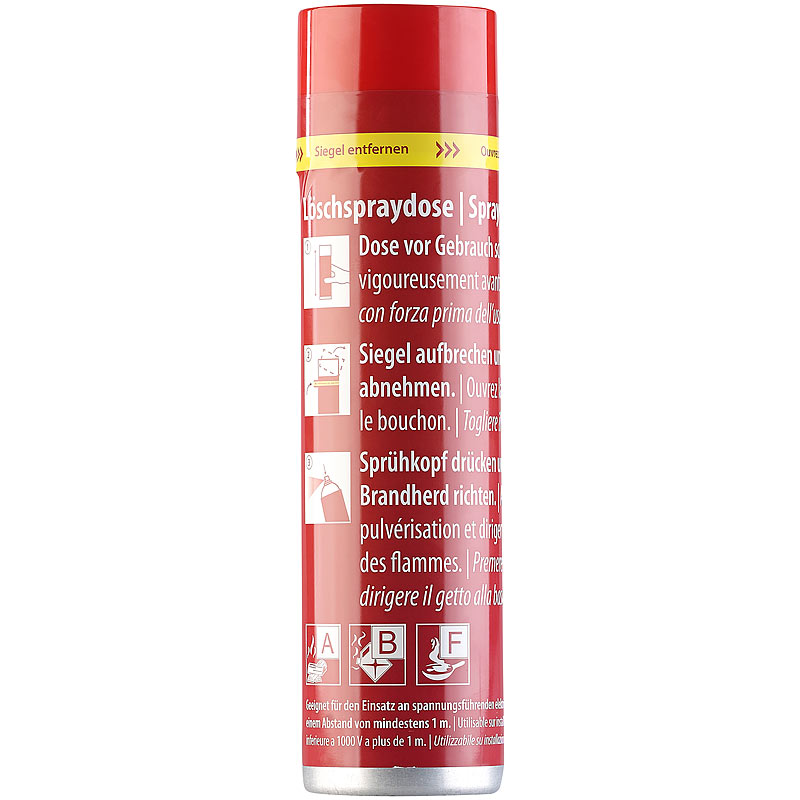 Feuerlösch-Spray für Küche & Haushalt, 600 ml, 5A 21B 5F, wartungsfrei