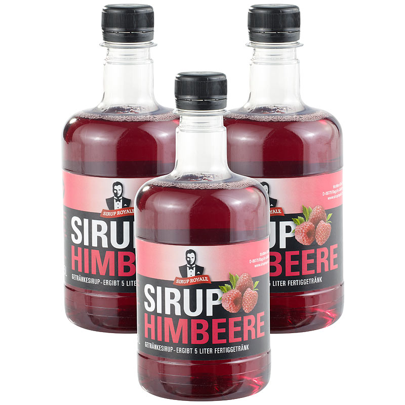 Sirup Royale mit Himbeer-Geschmack, 3x 0,5 Liter, PET-Flaschen