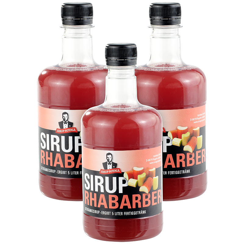 Sirup Royale mit Rhabarber-Geschmack, 3x 0,5 Liter, PET-Flaschen