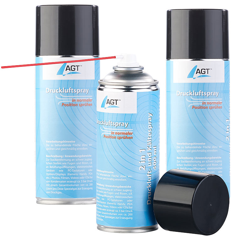 3er-Set 2in1-Druckluft- und Kältespray bis -40 °C, 400 ml, brennbar