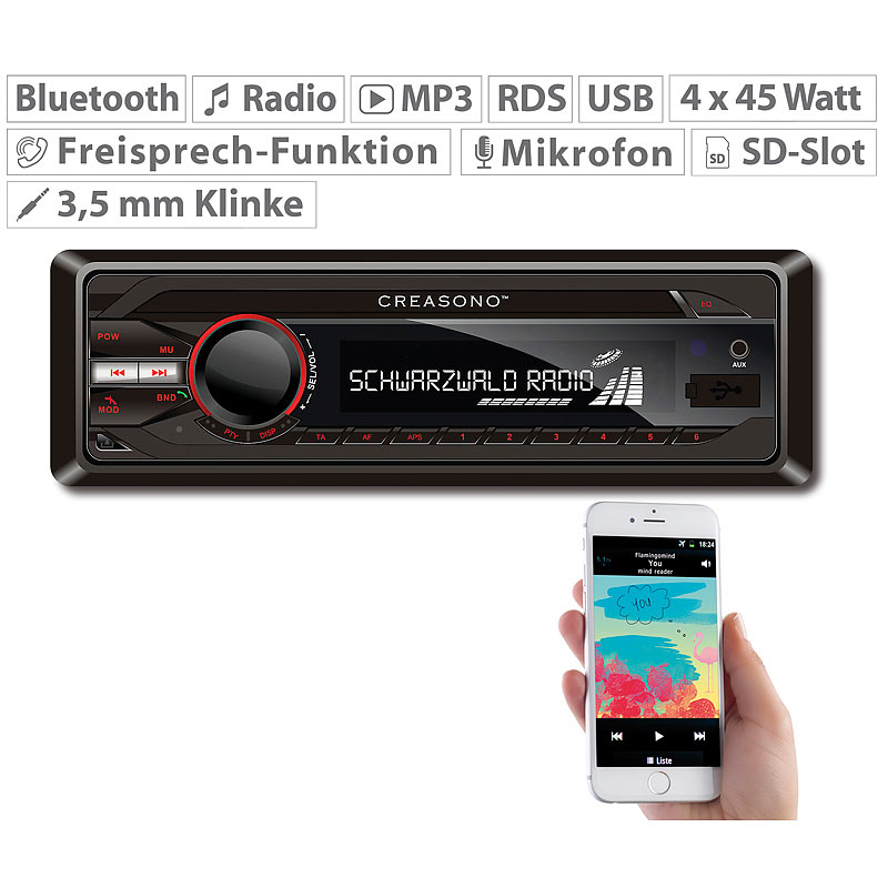 MP3-RDS-Autoradio CAS-3300.bt mit USB, SD, BT & Freisprecher