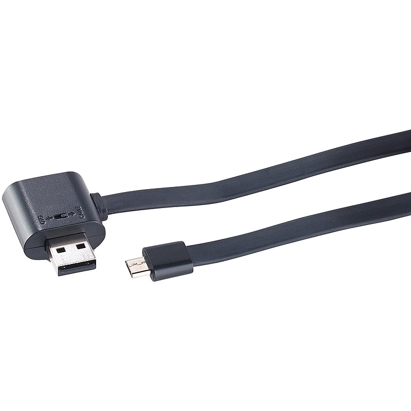 Micro-USB-Lade- & Daten-Flachkabel mit durchgeschleiftem USB-Port, OTG