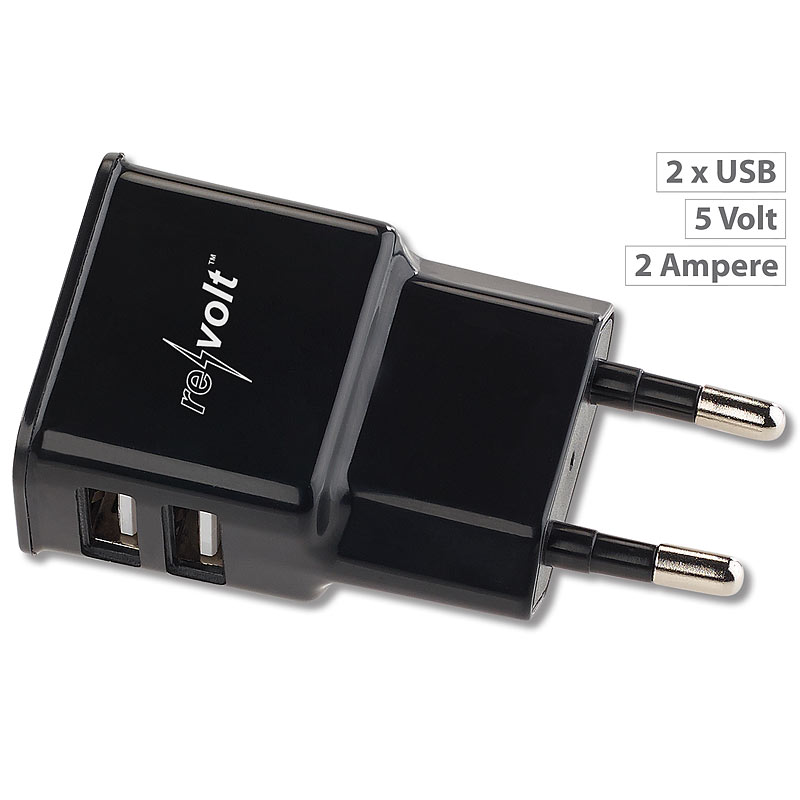 Mini Pico 2-fach-USB-Netzteil mit 2,1 A / 10,5 Watt, 100 - 240 Volt