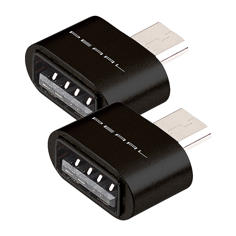 2er-Set OTG-USB-Adapter, Alu-Gehäuse, USB-Buchse auf Micro-USB-Stecker