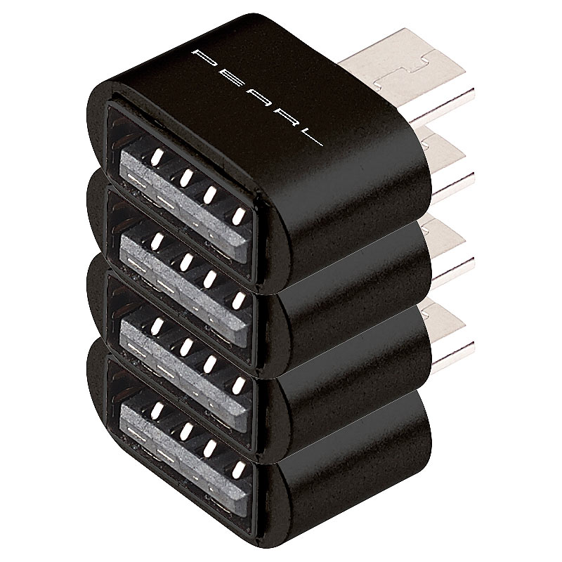 4er-Set OTG-USB-Adapter, Alu-Gehäuse, USB-Buchse auf Micro-USB-Stecker