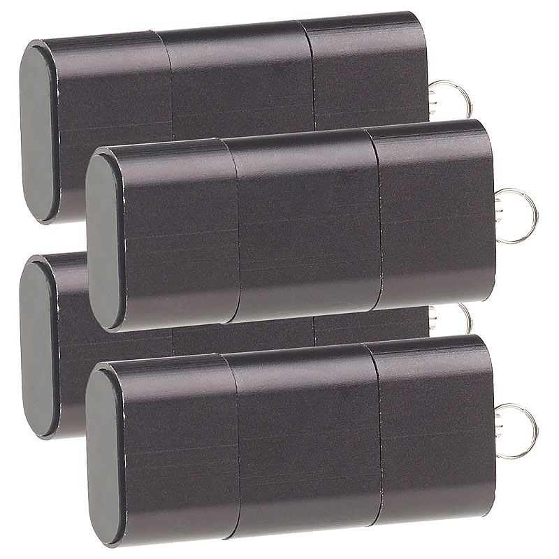 4er-Set Mini-Cardreader & USB-Stick für microSD bis 128 GB, USB A & C