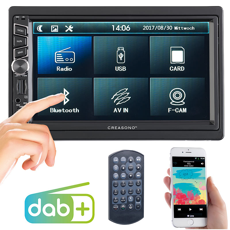 2-DIN-DAB+/FM-Autoradio, Touchdisplay, Bluetooth, Freisprecher, 4x45 W