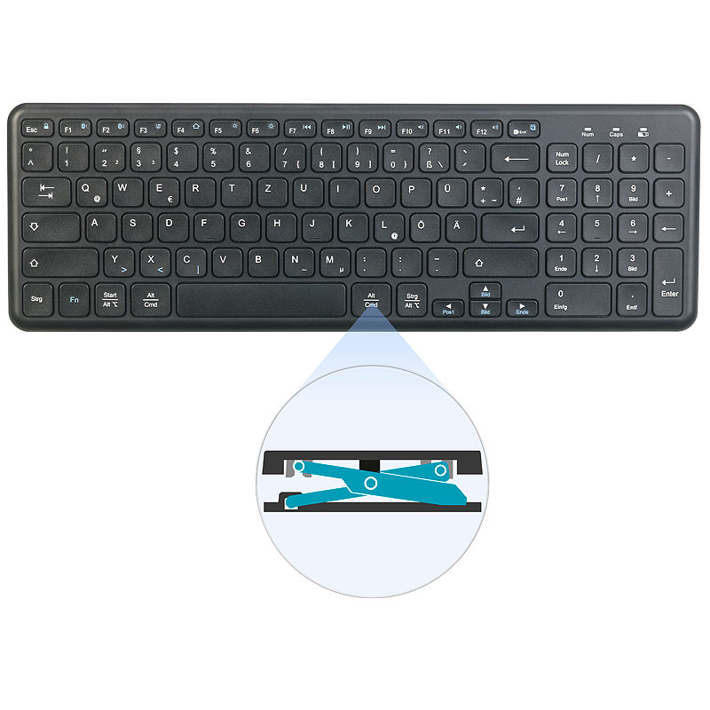 Multi-Device-Funktastatur mit Bluetooth & Scissor-Tasten, QWERTZ