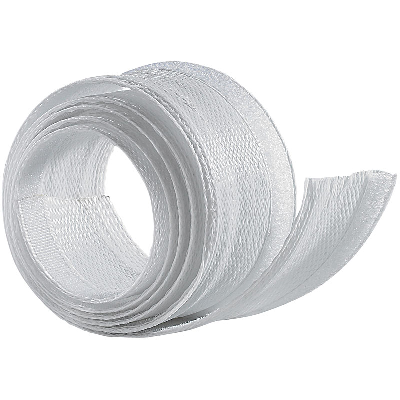 Flexibler weißer 1,8m Kabelschlauch mit praktischem Klettverschluss
