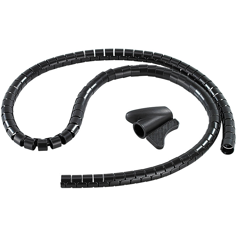 Flexibler Kabelschlauch 22mm mit Einfädeltool, 1.5m in schwarz