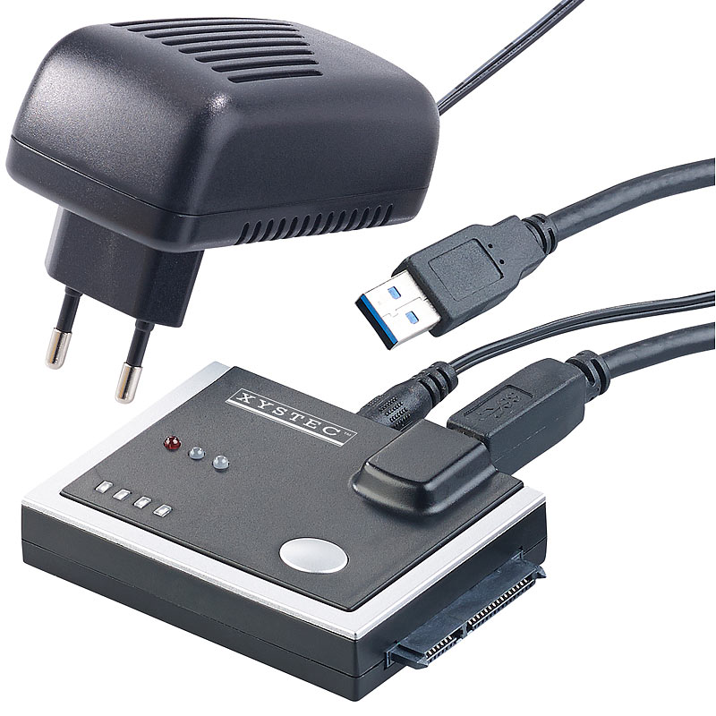 USB-3.0-Festplatten-Adapter mit Klon-Funktion, für HDD & SSD mit SATA
