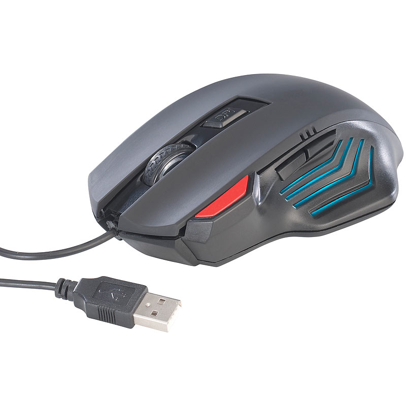 Optische Gaming-Maus GA-824, 2.400 dpi, 6 Tasten, blaues Licht