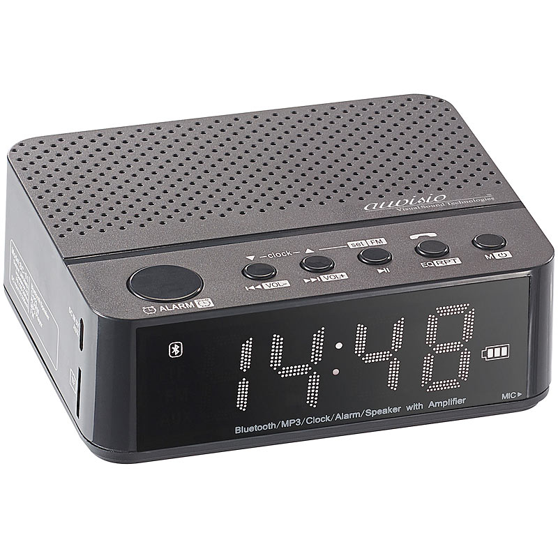 4in1-Wecker mit Bluetooth, FM-Radio, AUX & microSD-Steckplatz, 8 Watt