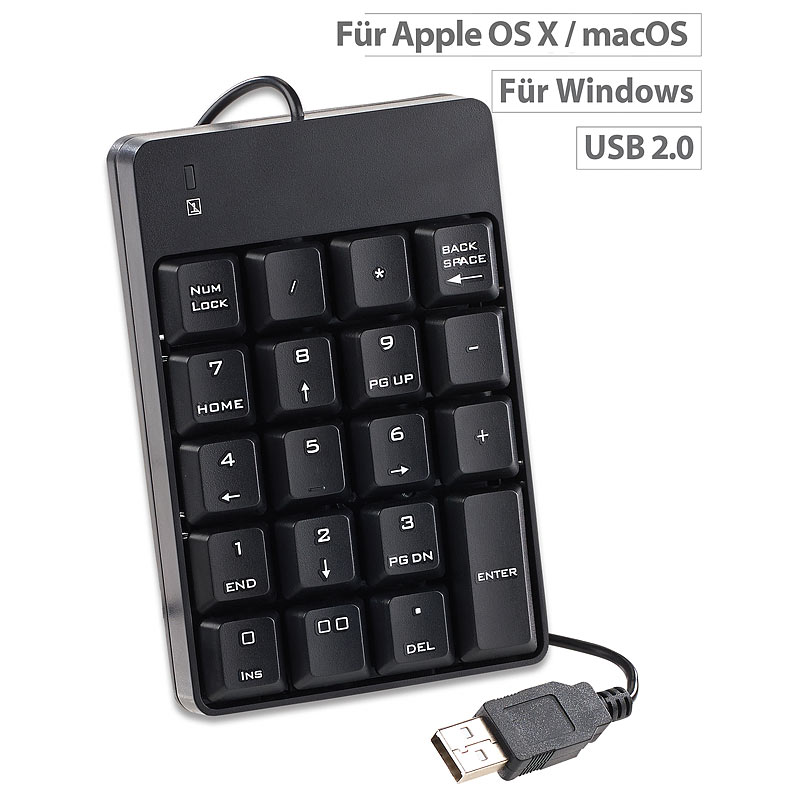 Numerischer Ziffernblock / Keypad mit 19 Tasten, USB 2.0