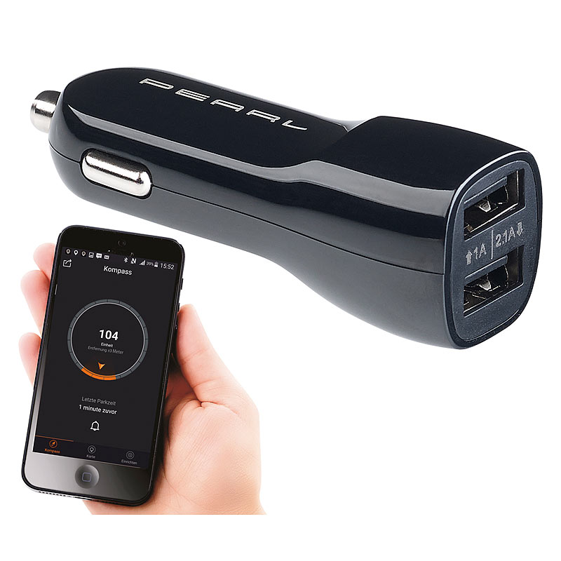 Kfz-USB-Ladegerät mit Standortmarker, Bluetooth, 12/24V, 2x USB, 2,1 A