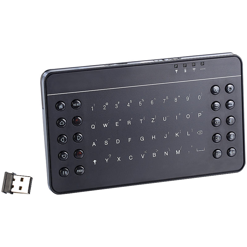 Mikro-Multimedia-Funktastatur mit Touchpad 